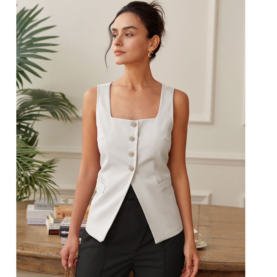 【楠哥专属】V领显瘦马甲女夏季气质修身高智通勤西装背心S4BE007