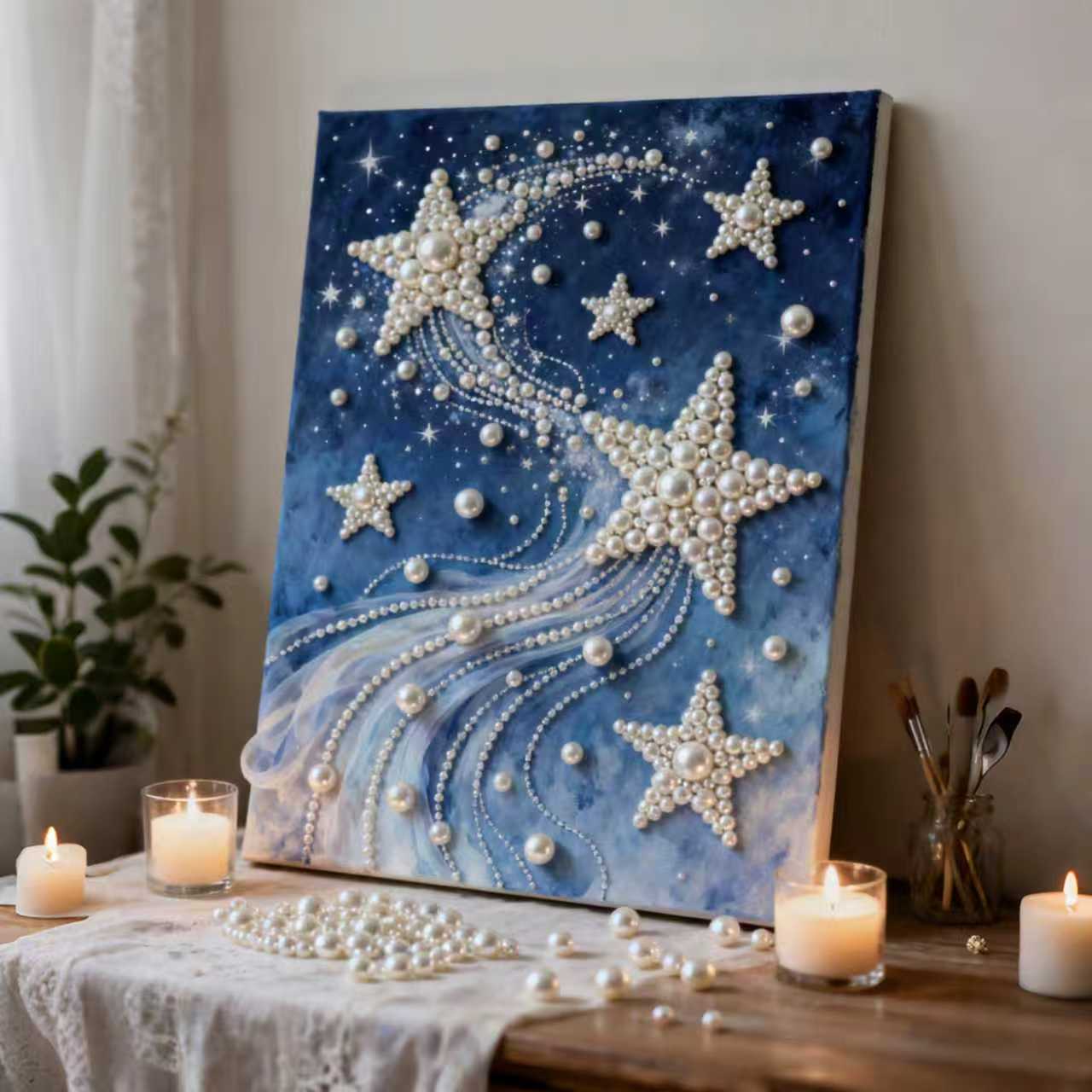 新款diy珍珠画星河系列手工自粘粘钻画高颜值装饰画送好友礼物