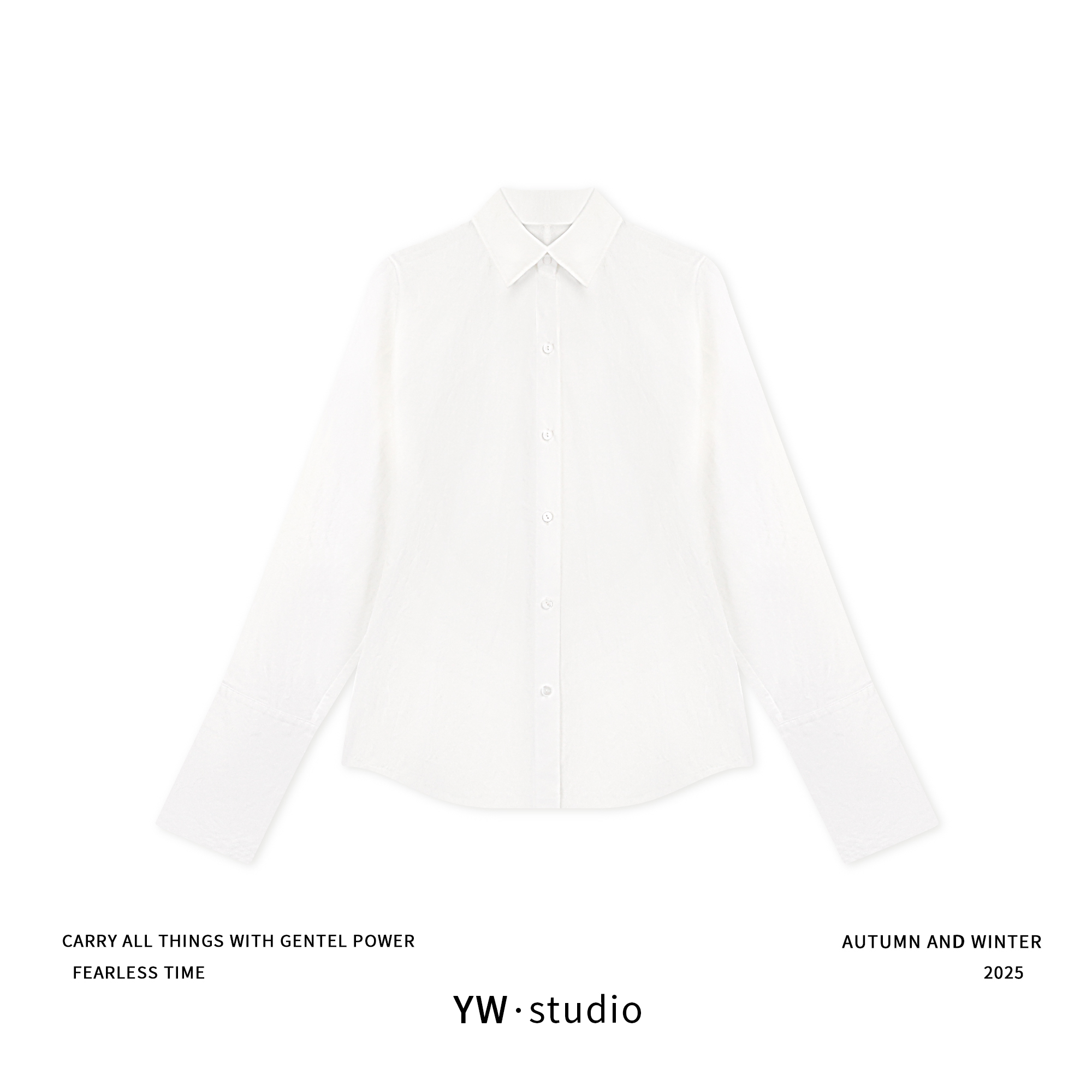 YUWEI/定制 高智感精梳棉蝙蝠袖衬衣女秋简约收腰衬衫 CYPZ25001