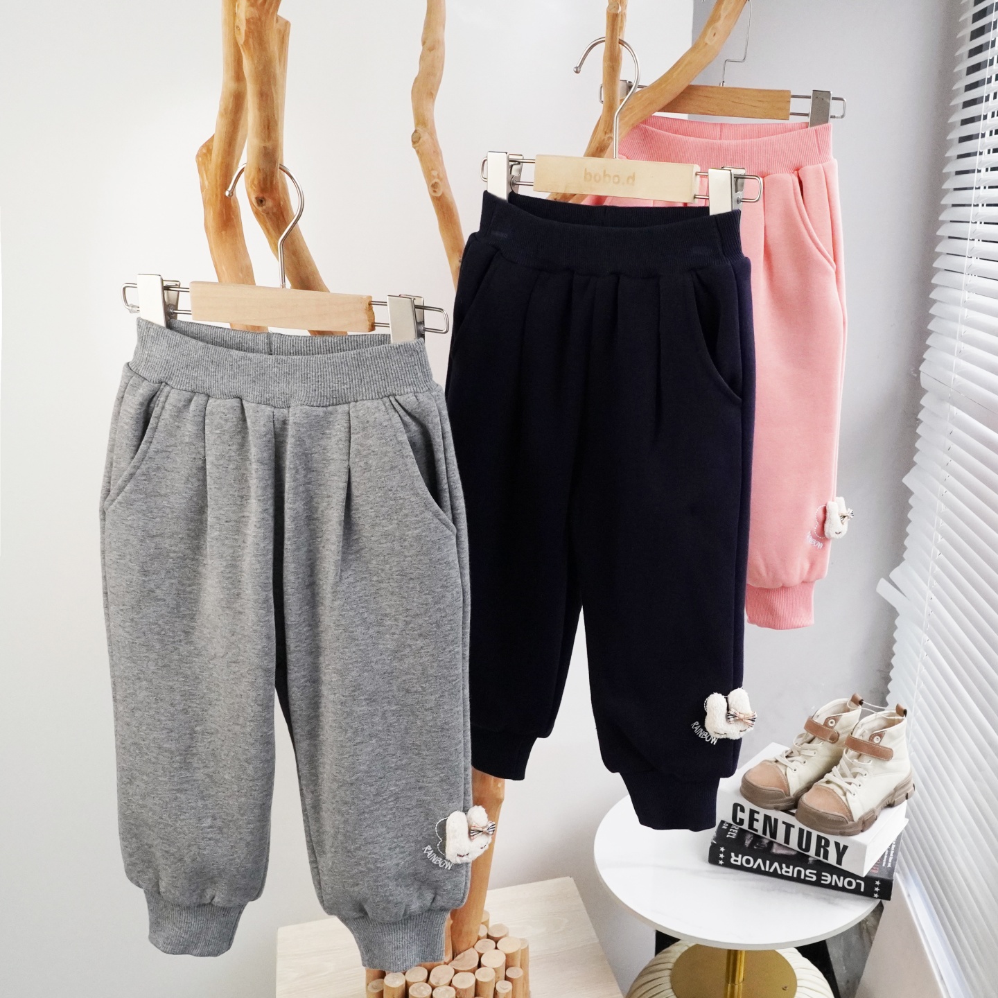 波波龙裤子加厚冬季夹里长裤女休闲裤松紧2332517864