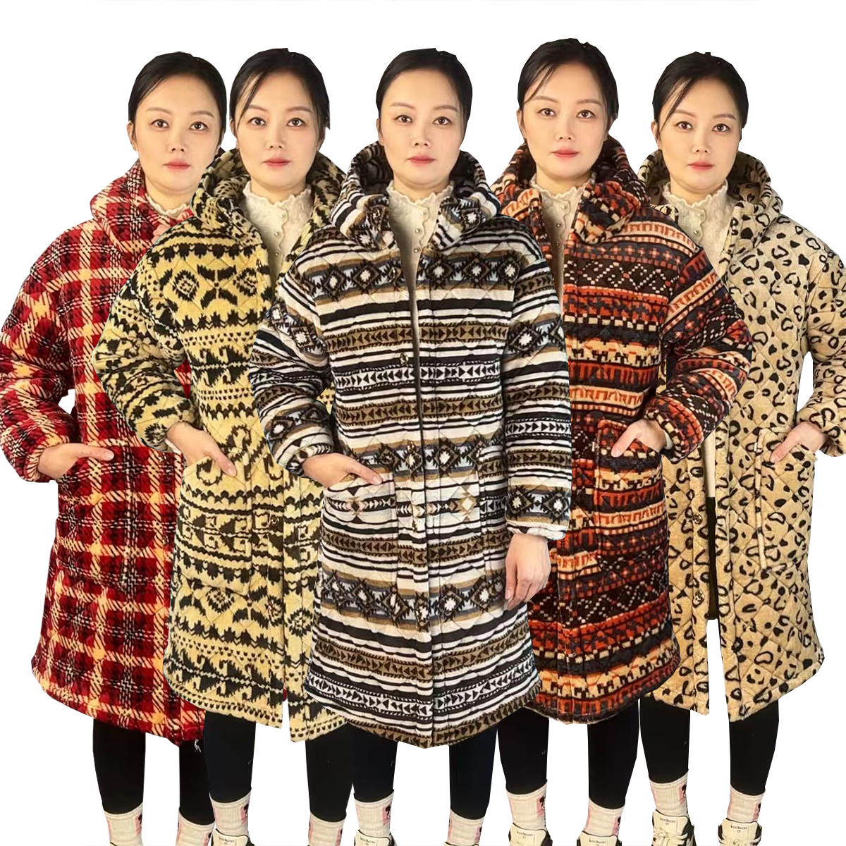 2025新款围脖女士罩衣长袖外套加绒加厚保暖外穿成人工作服省服