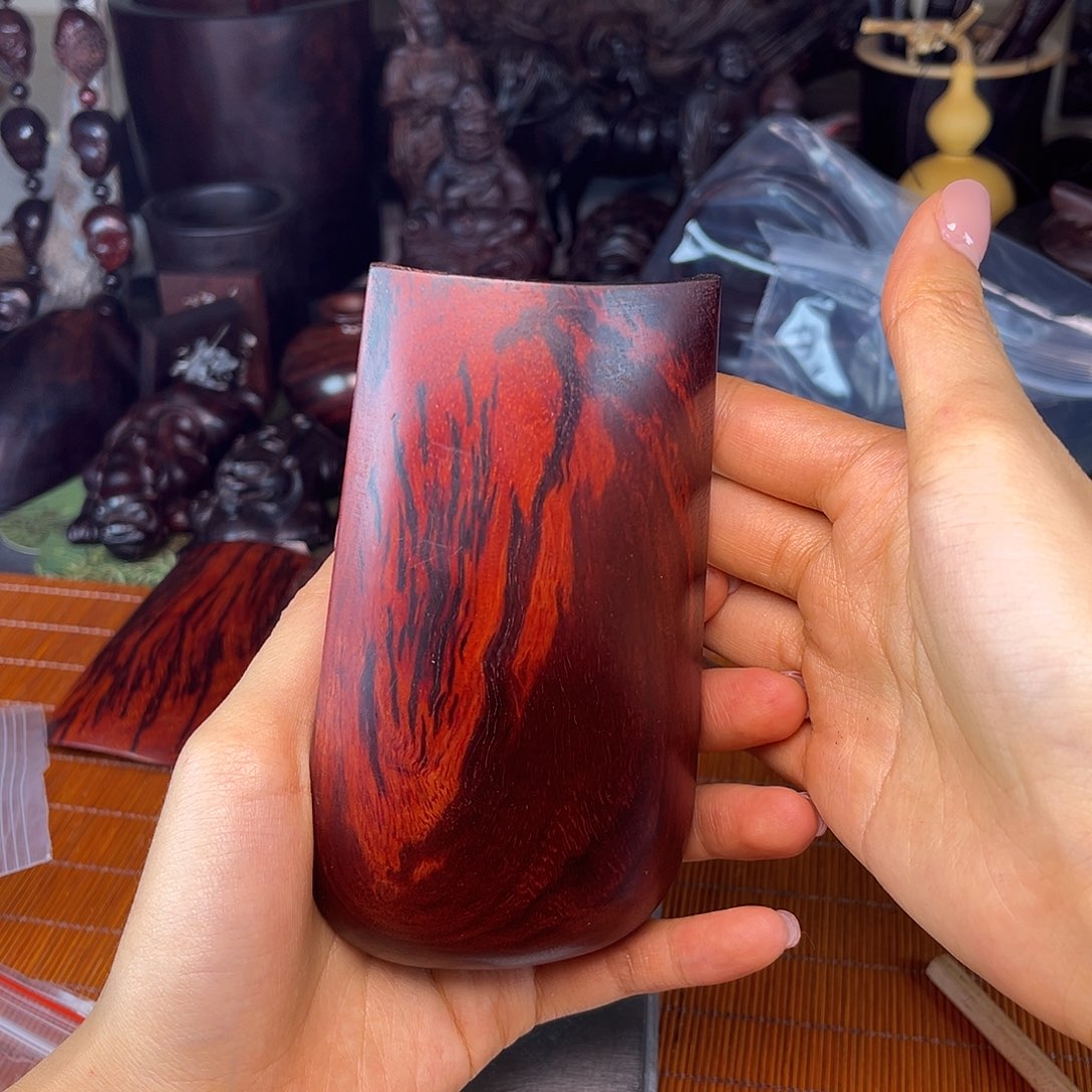 檀香紫檀（小叶紫檀）龙麟水波S纹火焰纹茶则