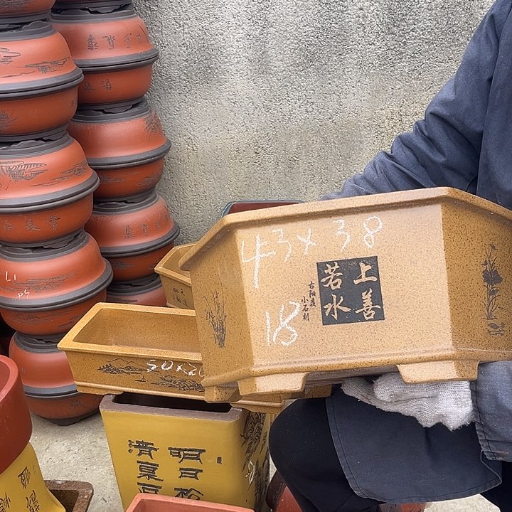 紫砂紫砂花盆和小