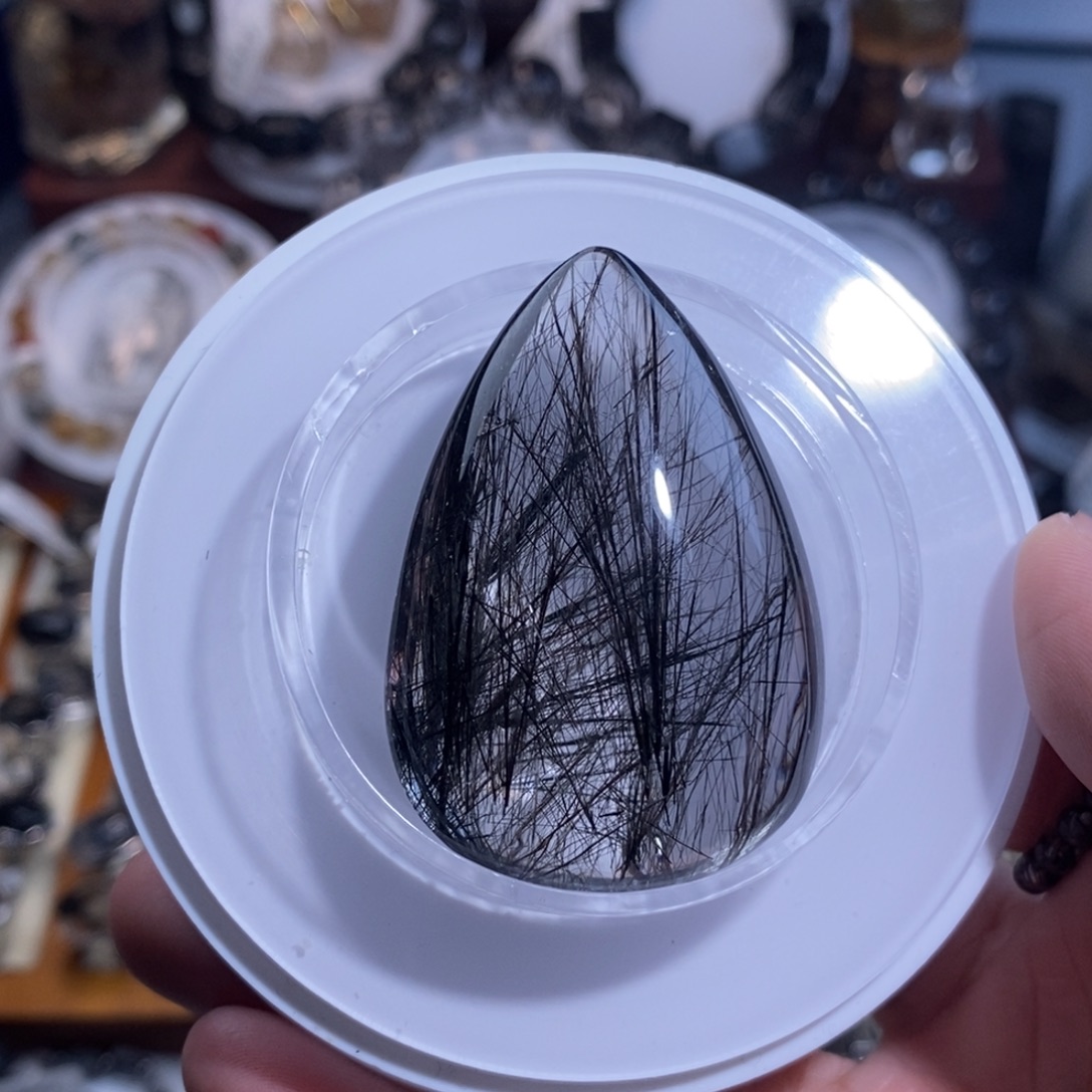 手链未镶嵌水晶黑发晶全净体顺发48.8×33.8×19.8毕业级水滴