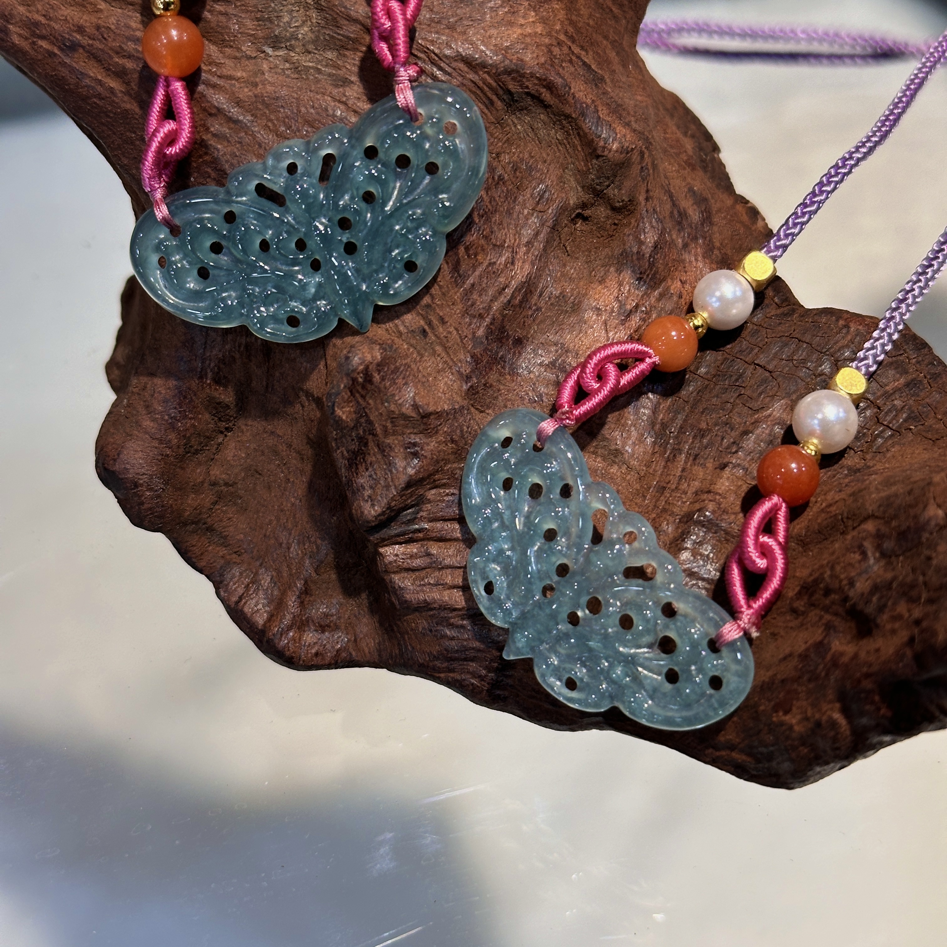 【山玥珠宝】翡翠A货编织款蝴蝶吊坠挂件（多样性发*1）