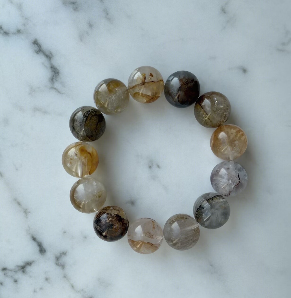 天然胶花锦鲤单圈水晶手串