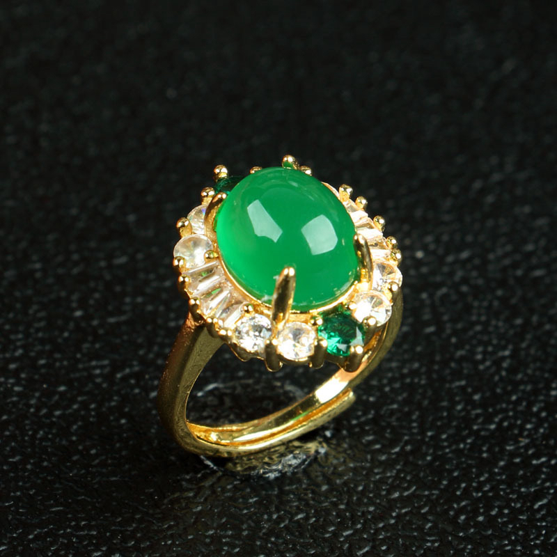 时尚 百搭气质优雅 玉石镶钻女戒-GY