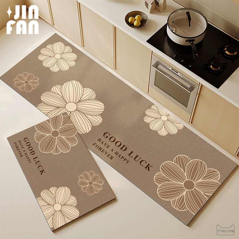 花朵厨房地垫硅藻泥吸水垫长条防滑垫家用浴室卫生间厕所门口脚垫