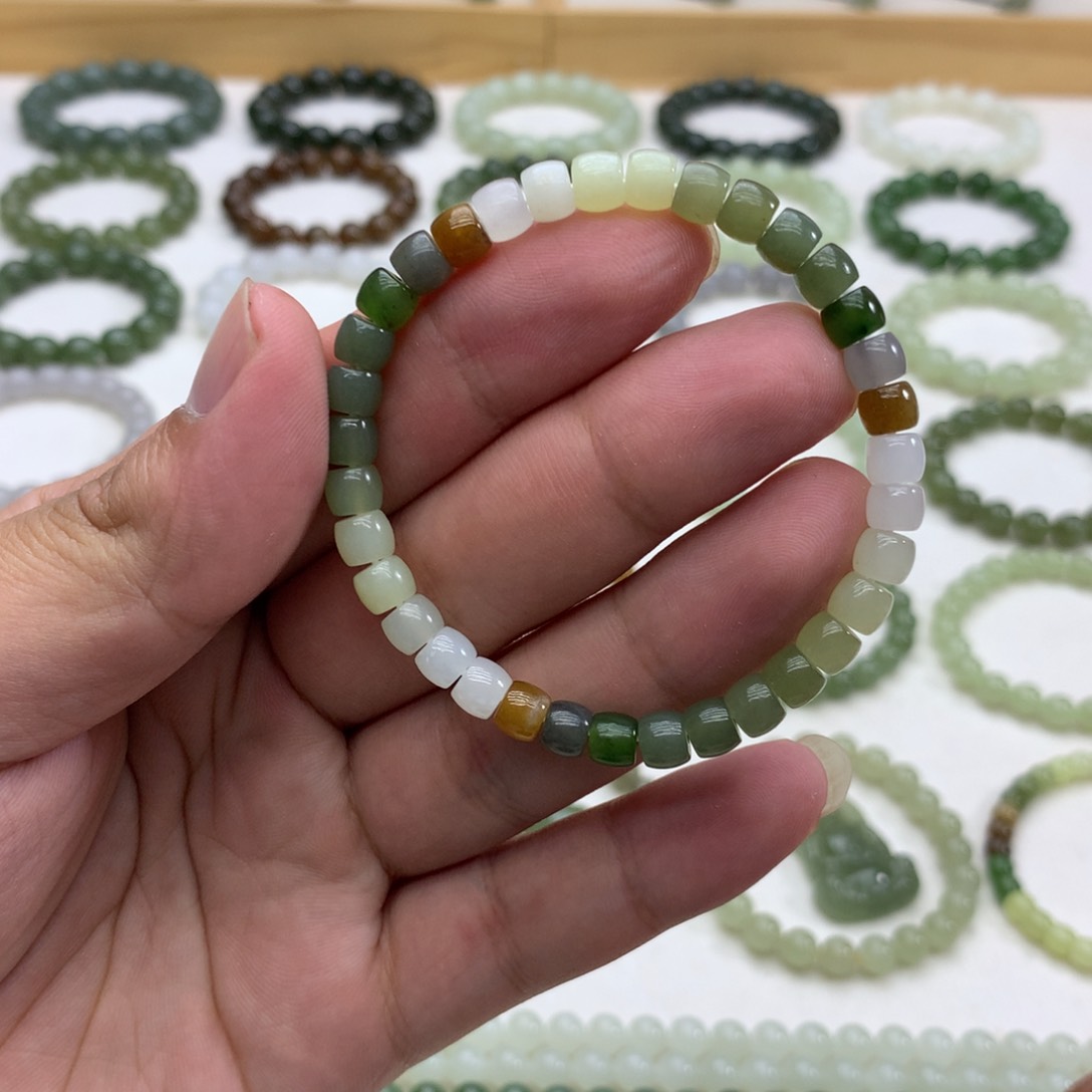 手串未镶嵌和田玉（直切多宝6）