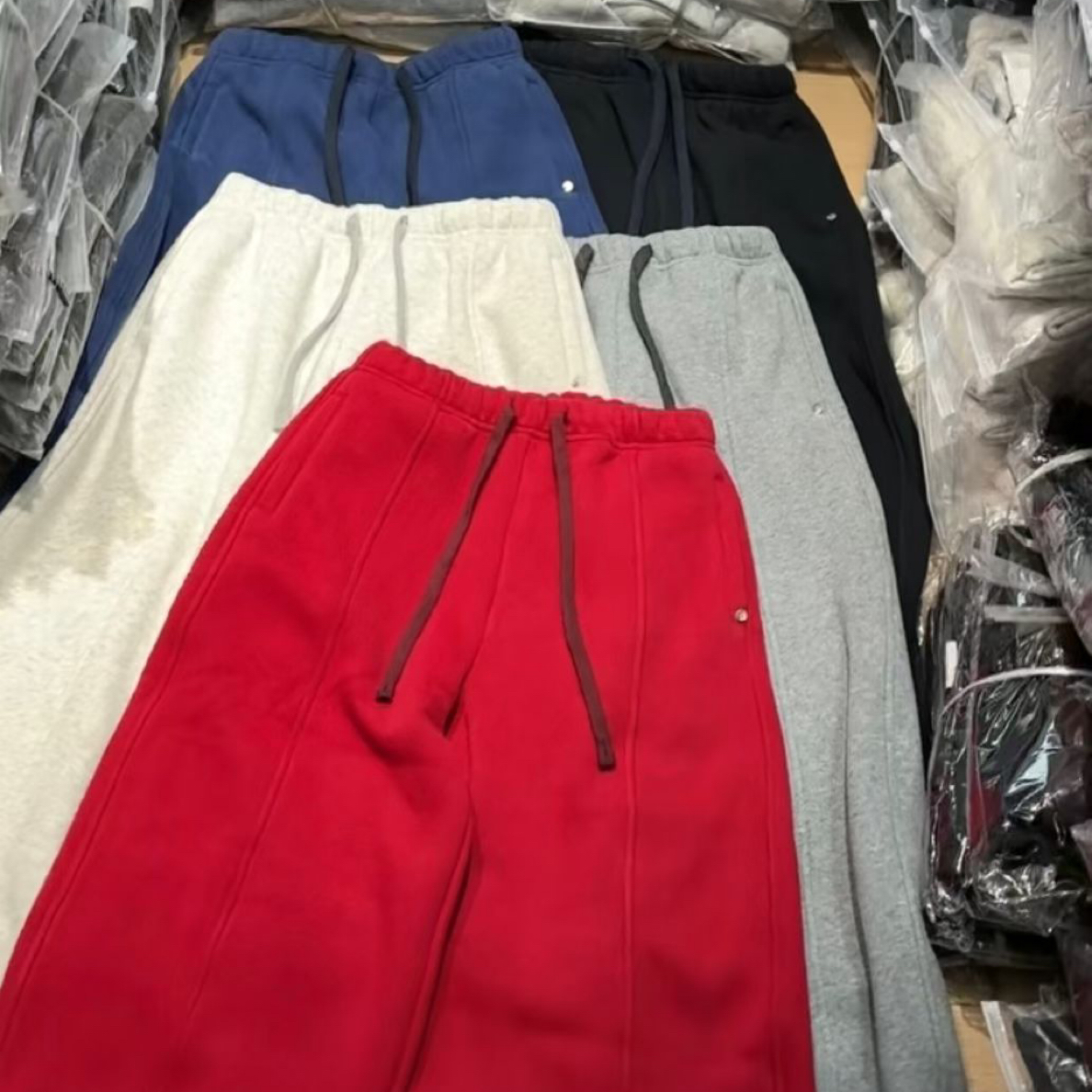 【蜜糖家】冬季新款加绒加厚宽松高腰显瘦两穿弯刀阔腿休闲裤