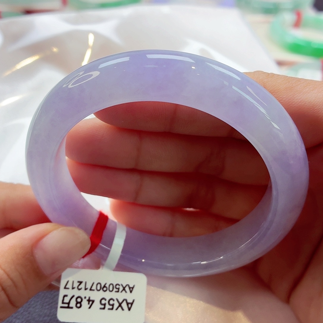 翡翠未镶嵌手镯68冰紫仙女镯55.4-01