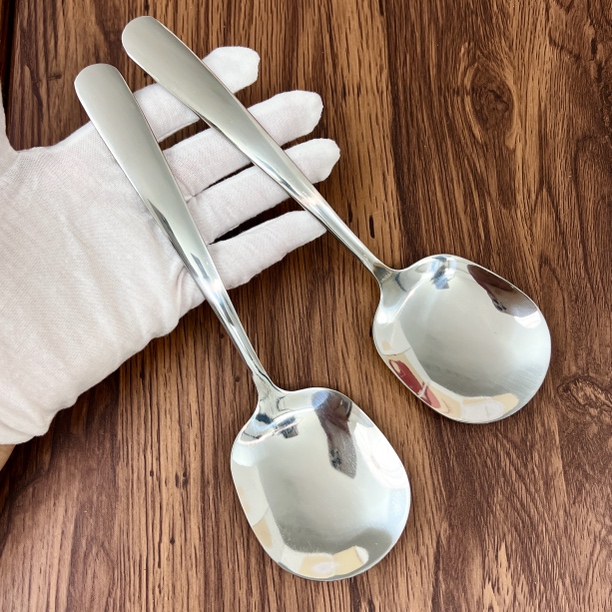 304不锈钢加厚长柄勺子家用吃饭勺加深汤匙干饭勺餐厅公用分餐勺