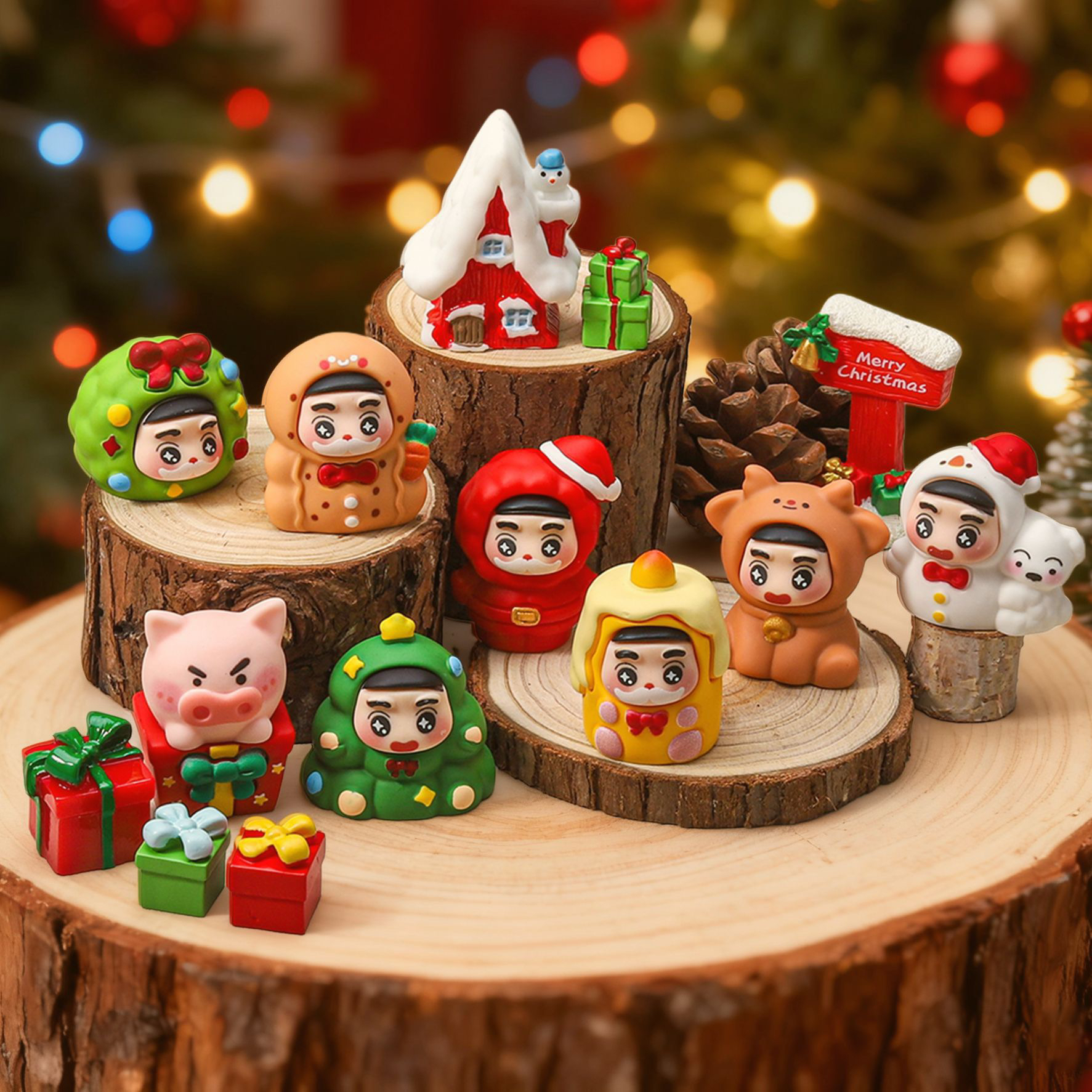 手感漆圣诞小新萌粒盲袋