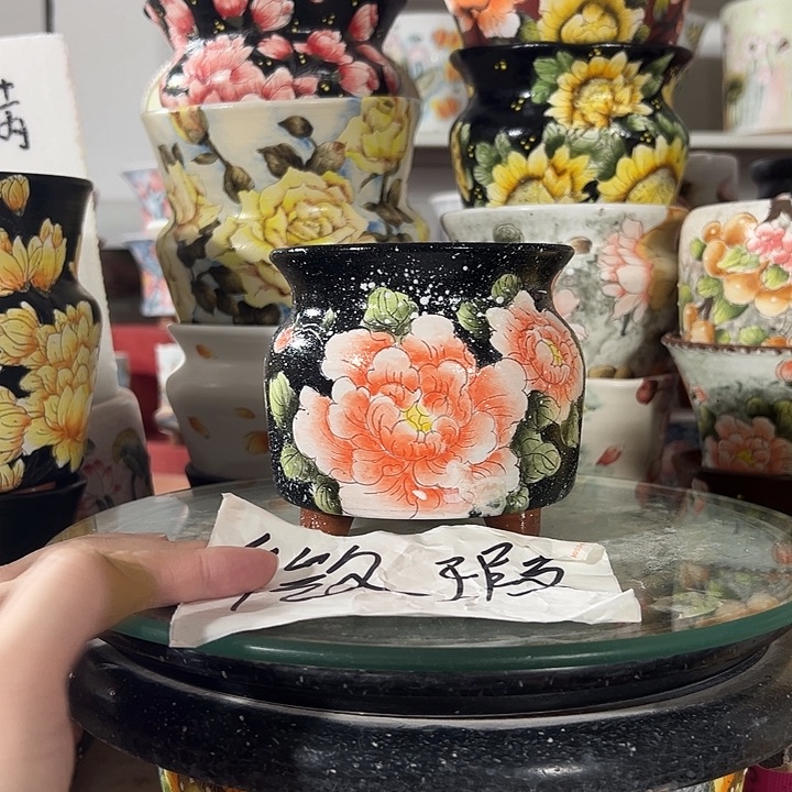 景德镇手绘花盆满38包邮偏远地区除外