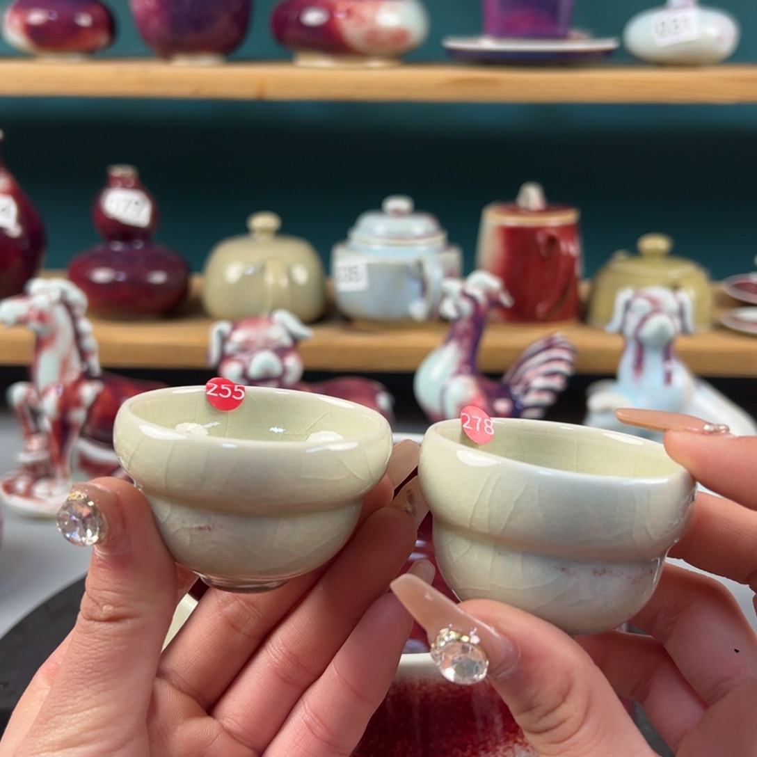 瓷片微瑕葫芦杯纯手工