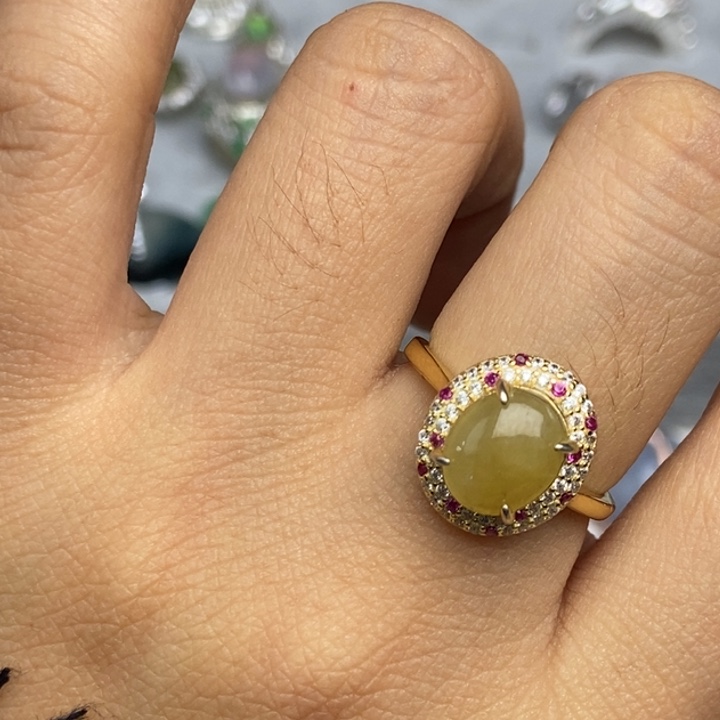 翡翠戒指银S925镶嵌戒指