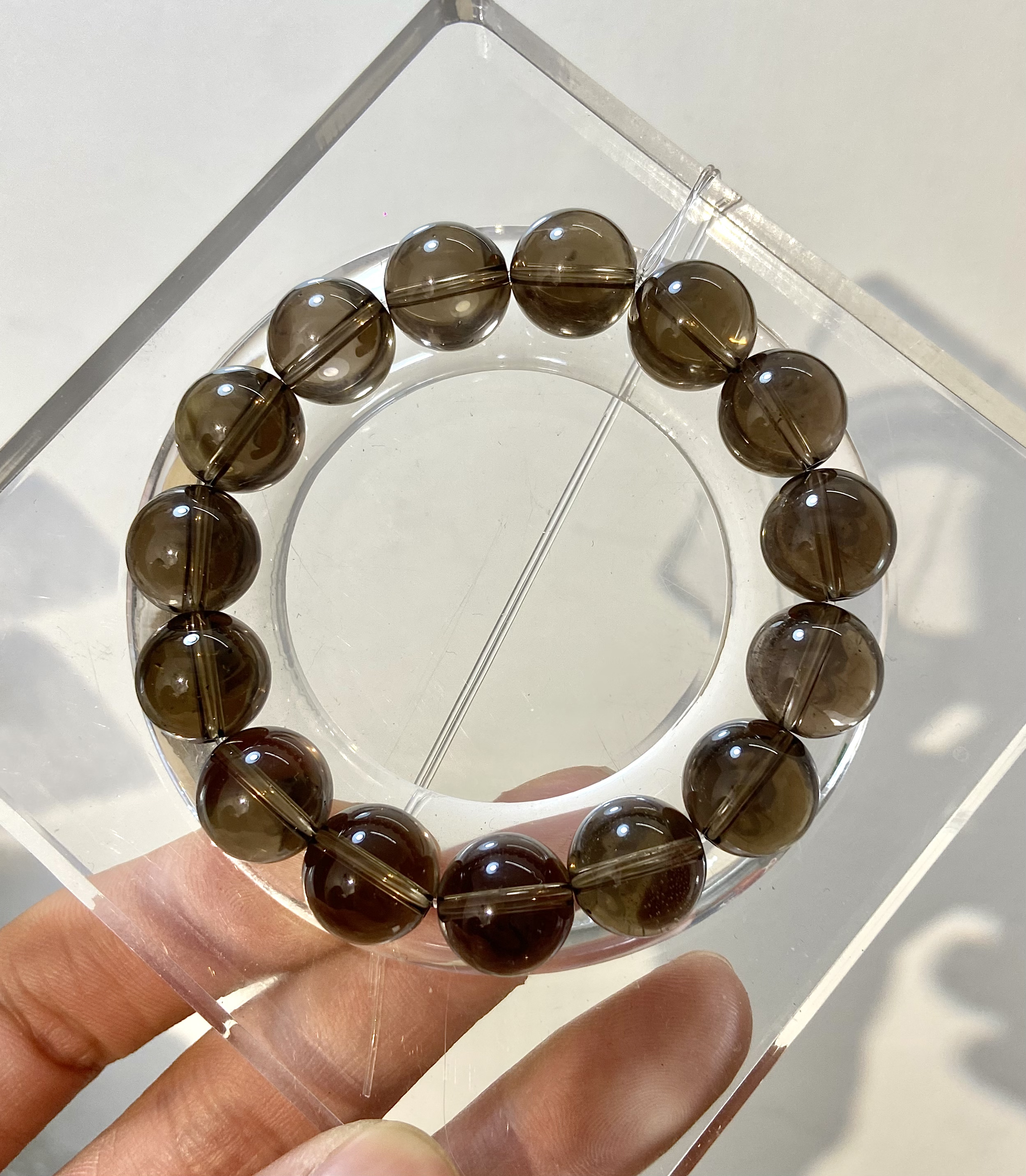 茶晶天然水晶茶晶手串通透无杂质茶晶水晶手串天然水晶