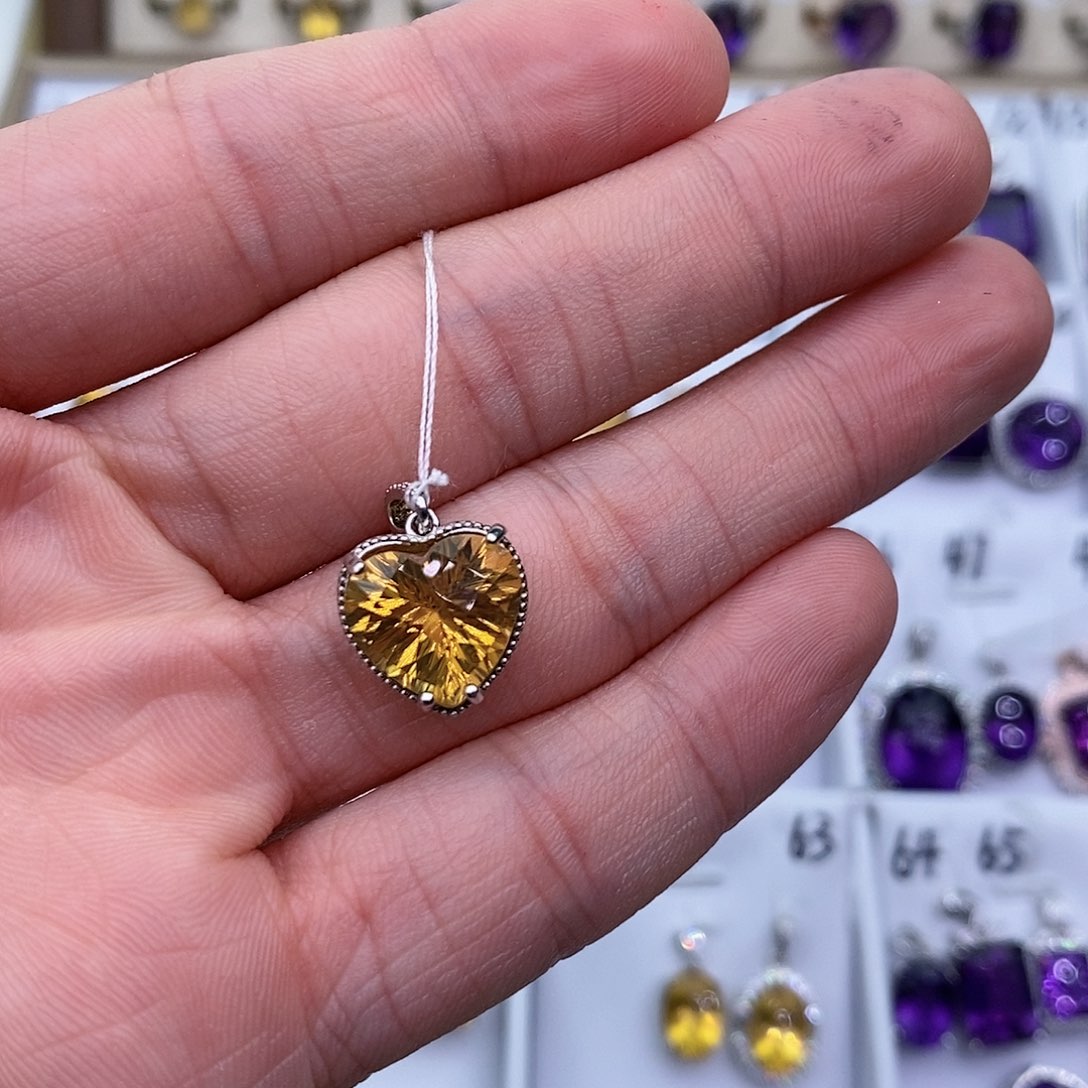 黄晶纯天然黄水晶银S925镶嵌小*粥