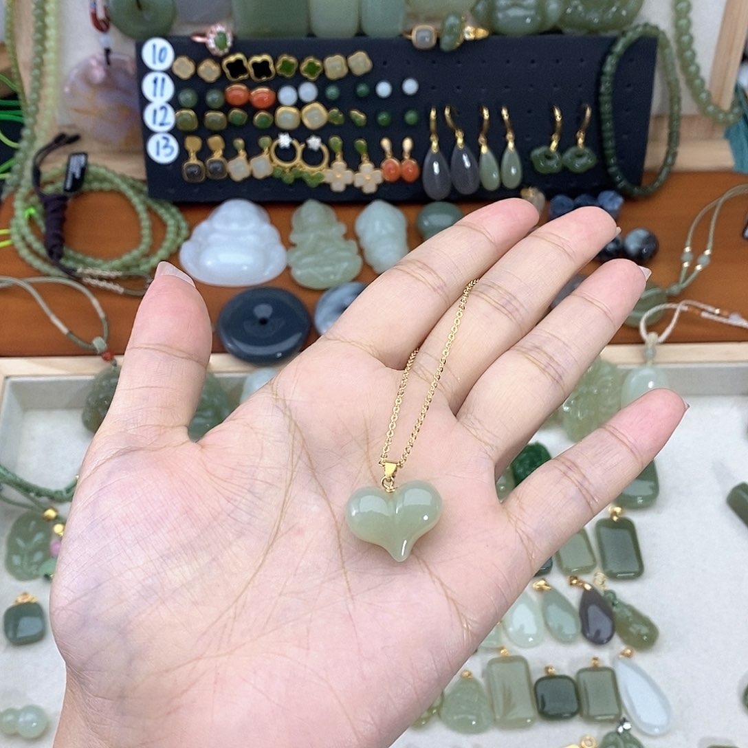 和田玉银S925镶嵌吊坠(不含链)