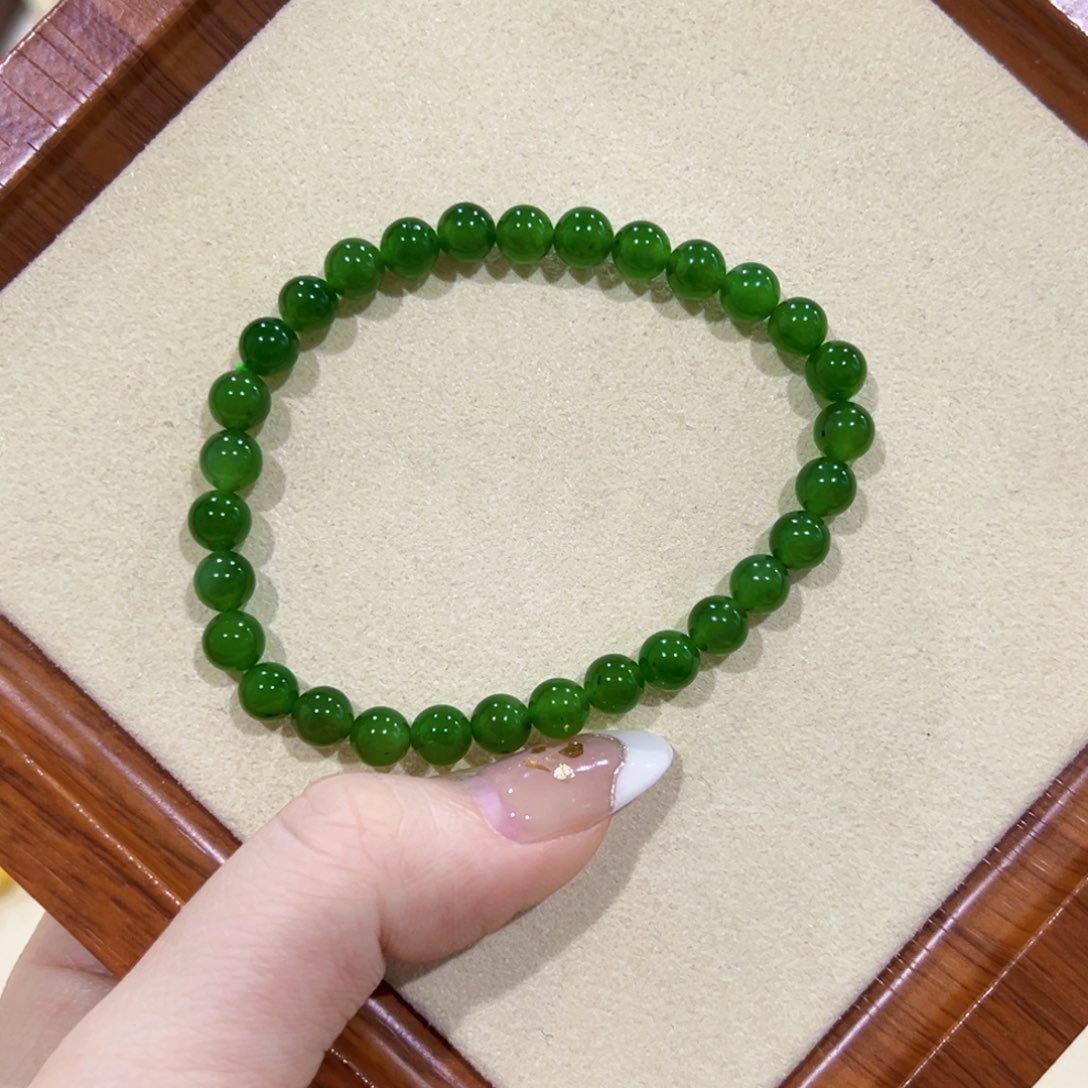 和田玉（碧玉）手链未镶嵌F****n6m碧玉