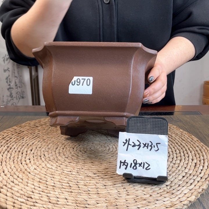 紫砂花盆紫玉金砂0970
