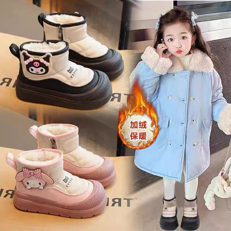 雪地靴2025冬季加绒保暖鞋女童棉靴男小童小孩靴子短靴宝宝大棉靴