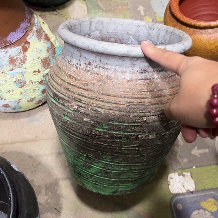 粗陶盆有孔高24口19