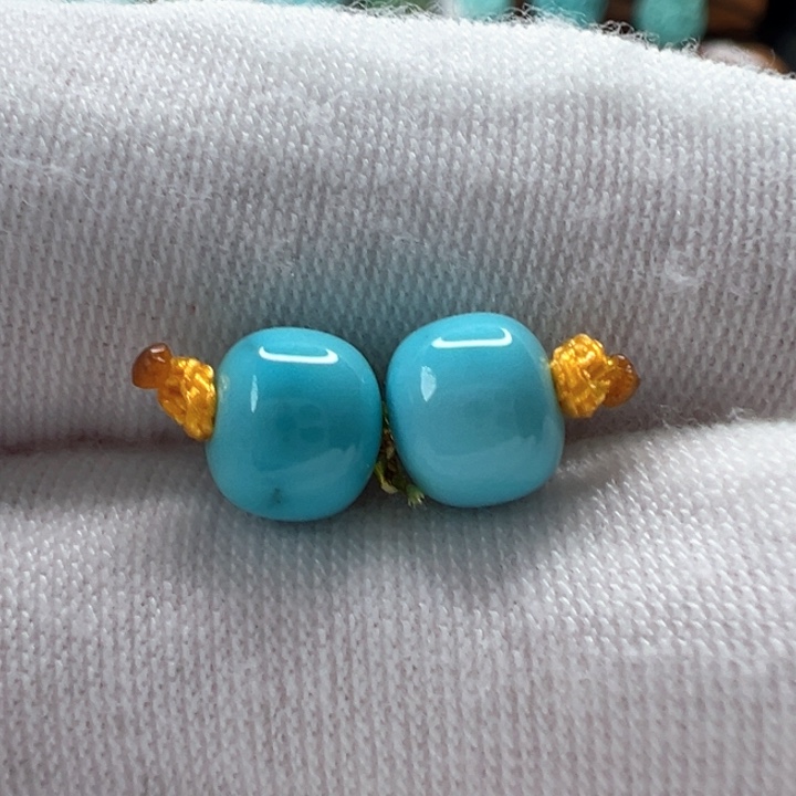 绿松石未镶嵌老型对珠6.6mm