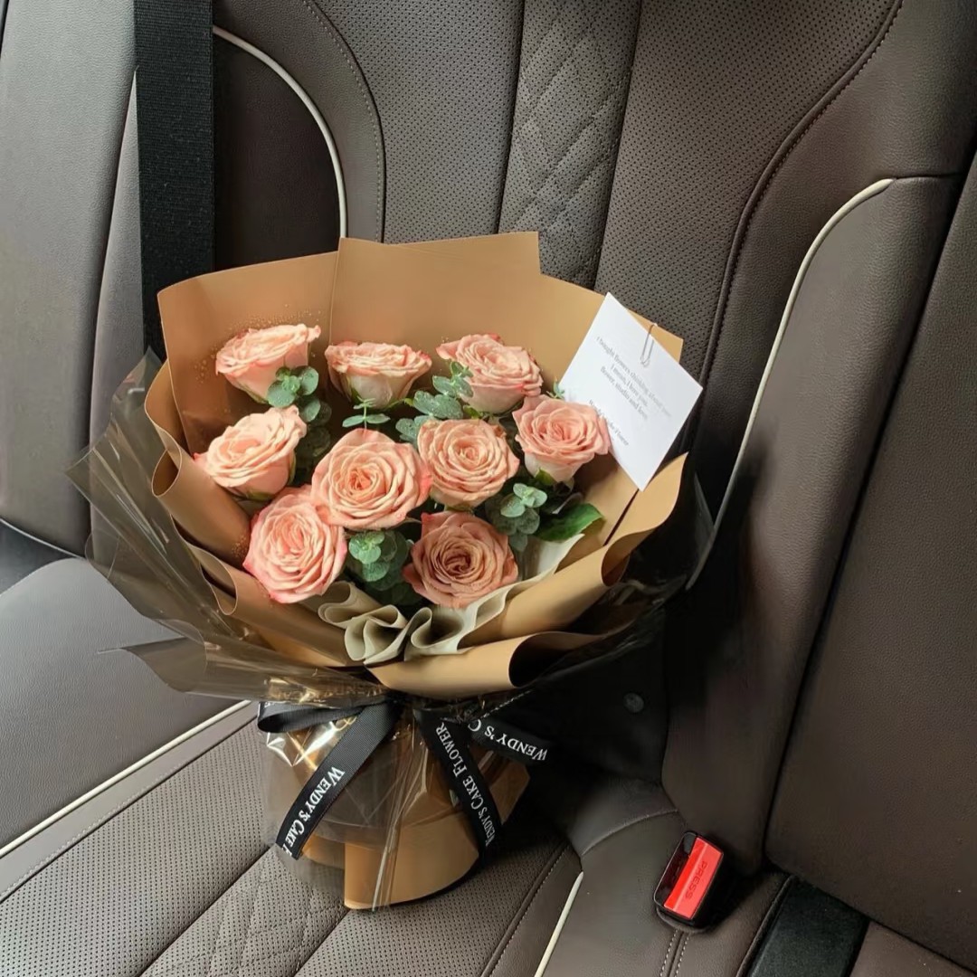 【兰亭临帖】9朵卡布奇诺玫瑰花束复古风低调的奢华送朋友送老师