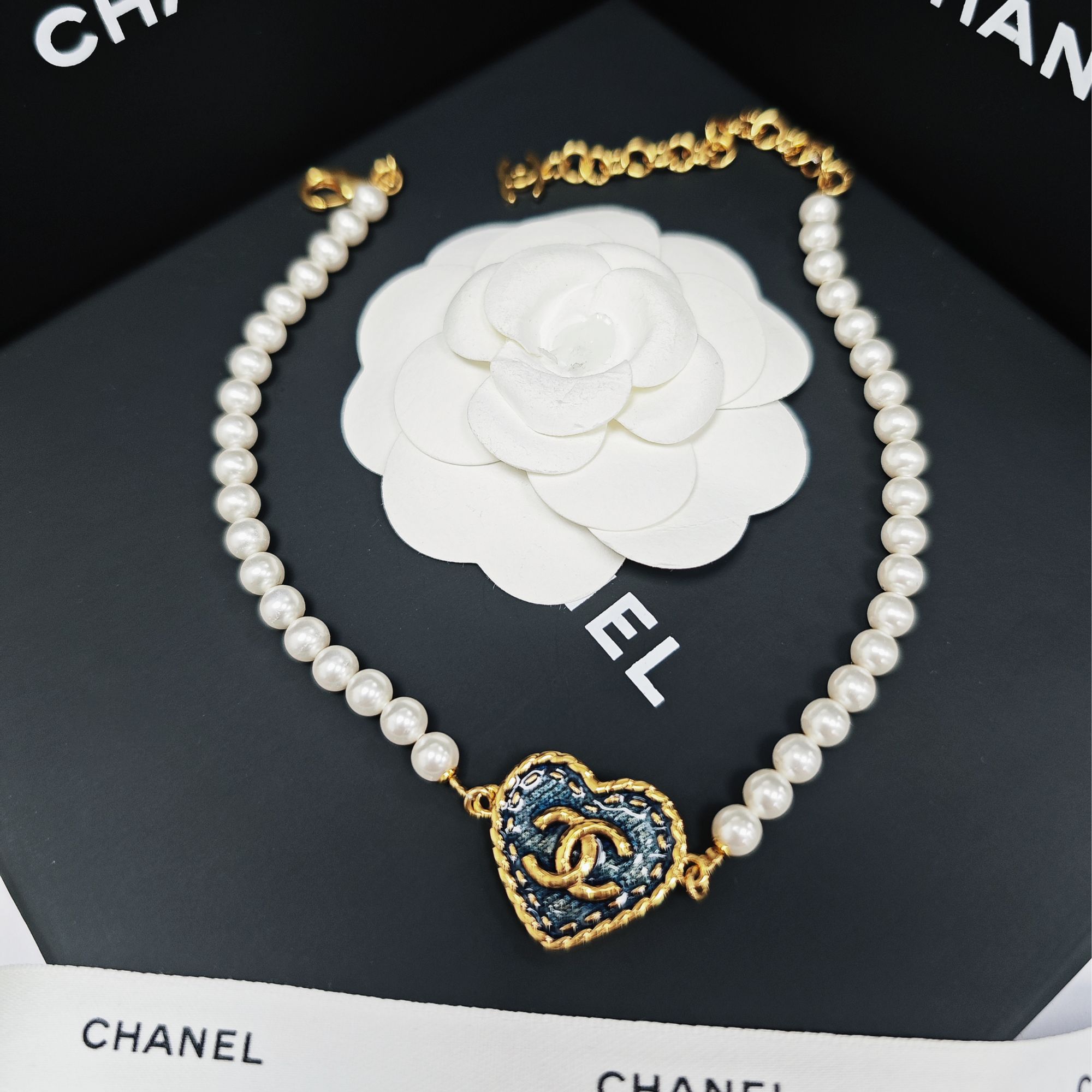 未使用 Chanel/香奈儿 项链气质蓝色时尚心形桃心
