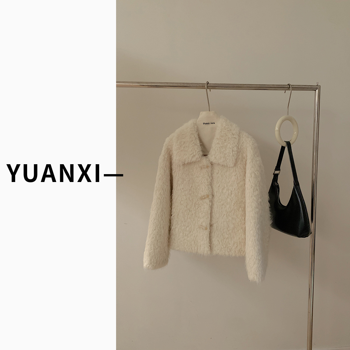 【FAFAJIA】N083 法式韩系娃娃领毛毛外套女秋冬新款