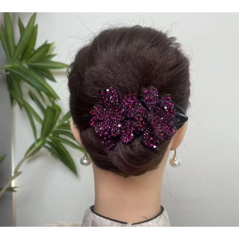 诗泊雅 亚克力发饰实心双花鸭嘴夹盘发卡大号发饰头饰