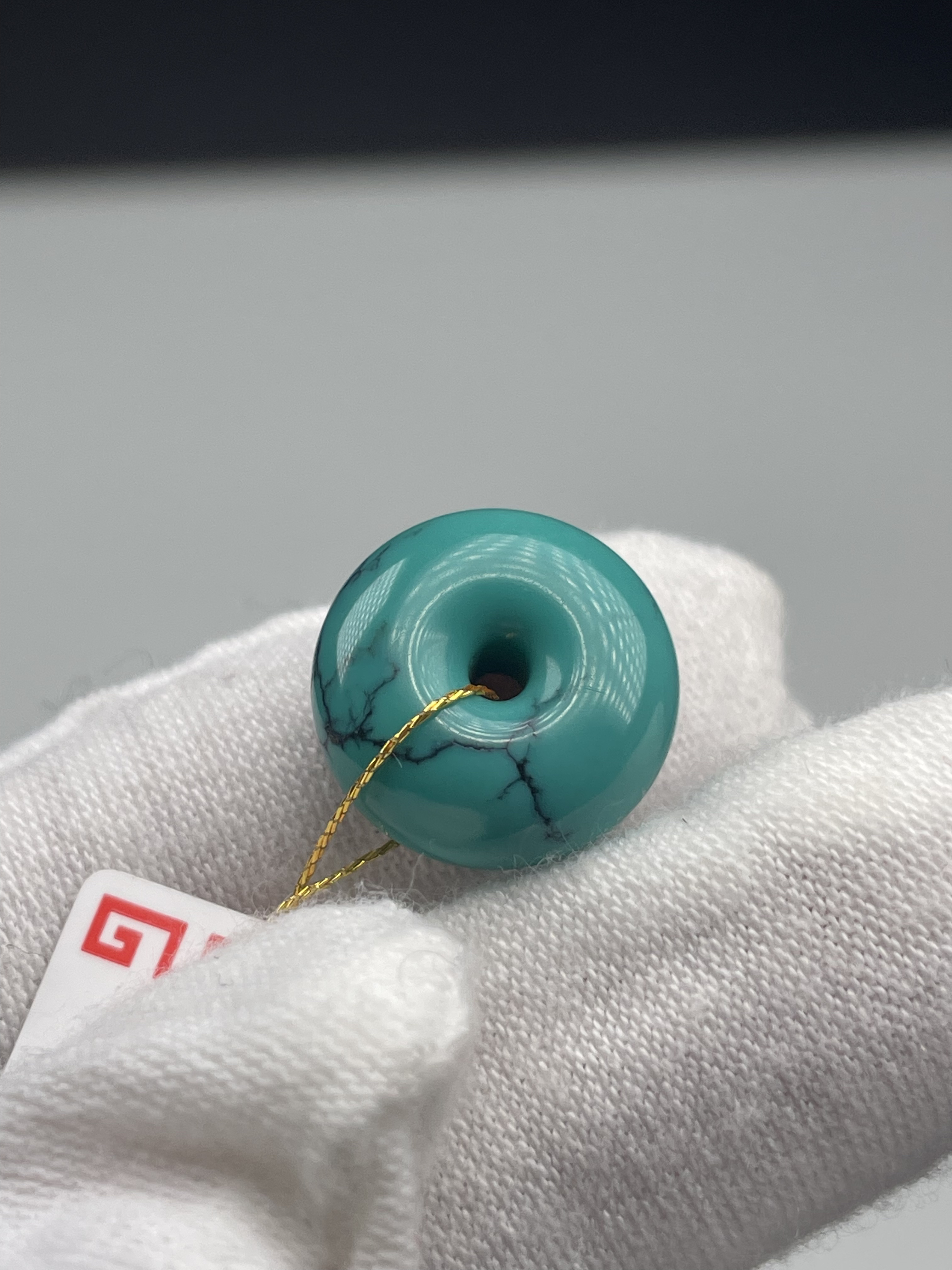 湖北原矿绿松石精品玉化料平安扣面包圈直径14mm