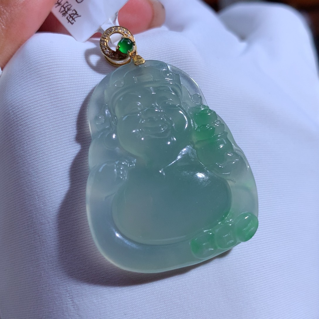 翡翠颈饰18K金镶嵌财财