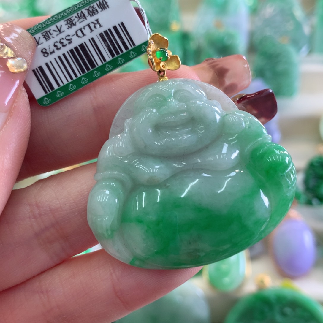 翡翠吊坠(不含链)18K金镶嵌