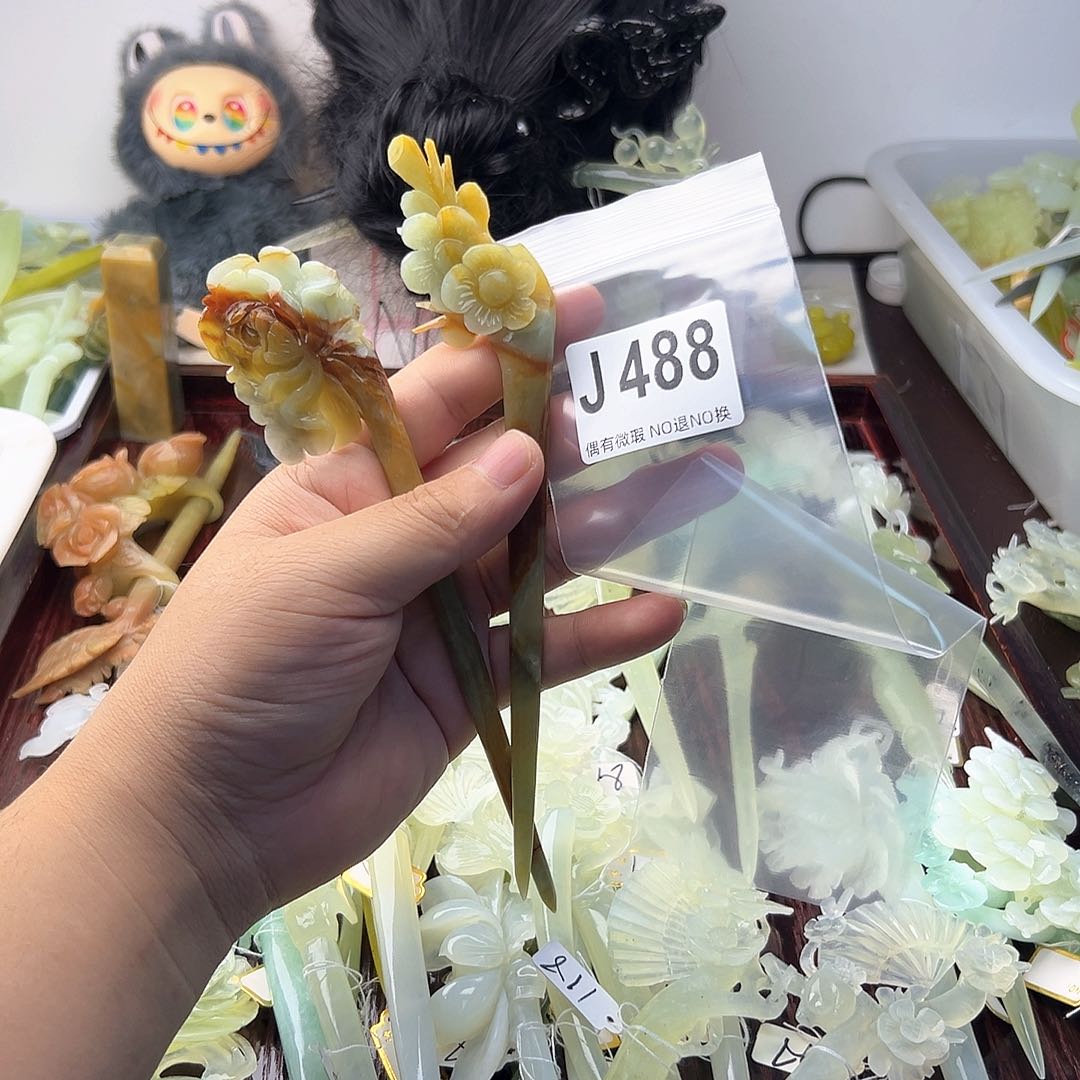 合金蛇纹石玉发饰❦****࿐