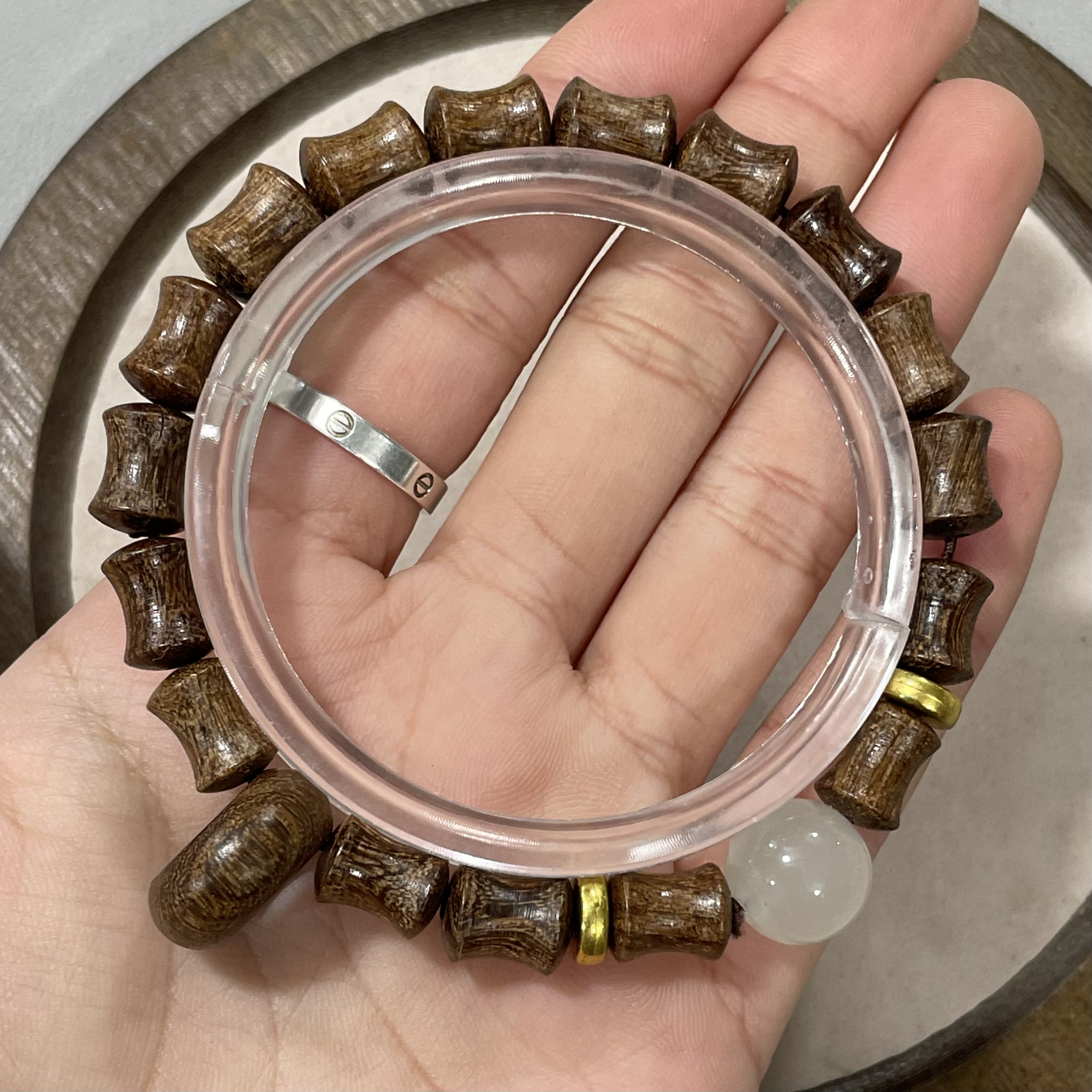 B987金丝檀卡0.8竹节款单圈手串