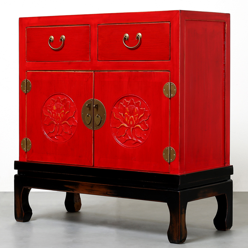 华伦家具实木玄关柜储物新中式复古手工做旧家具餐边柜收纳置物桌