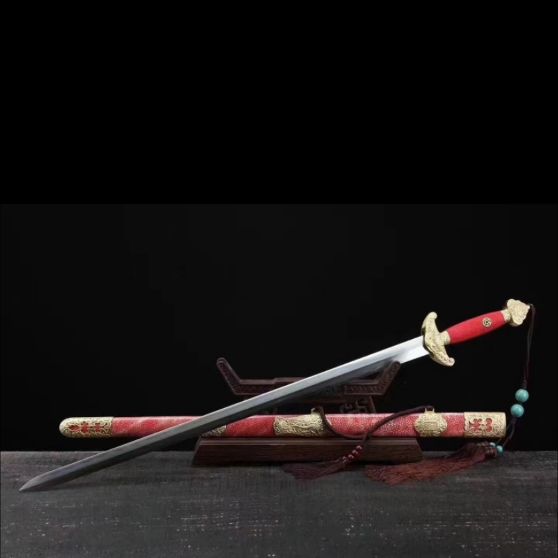 【乾隆清剑】高端收藏宝剑全包鱼皮花纹钢烧刃收藏送礼摆件未开刃