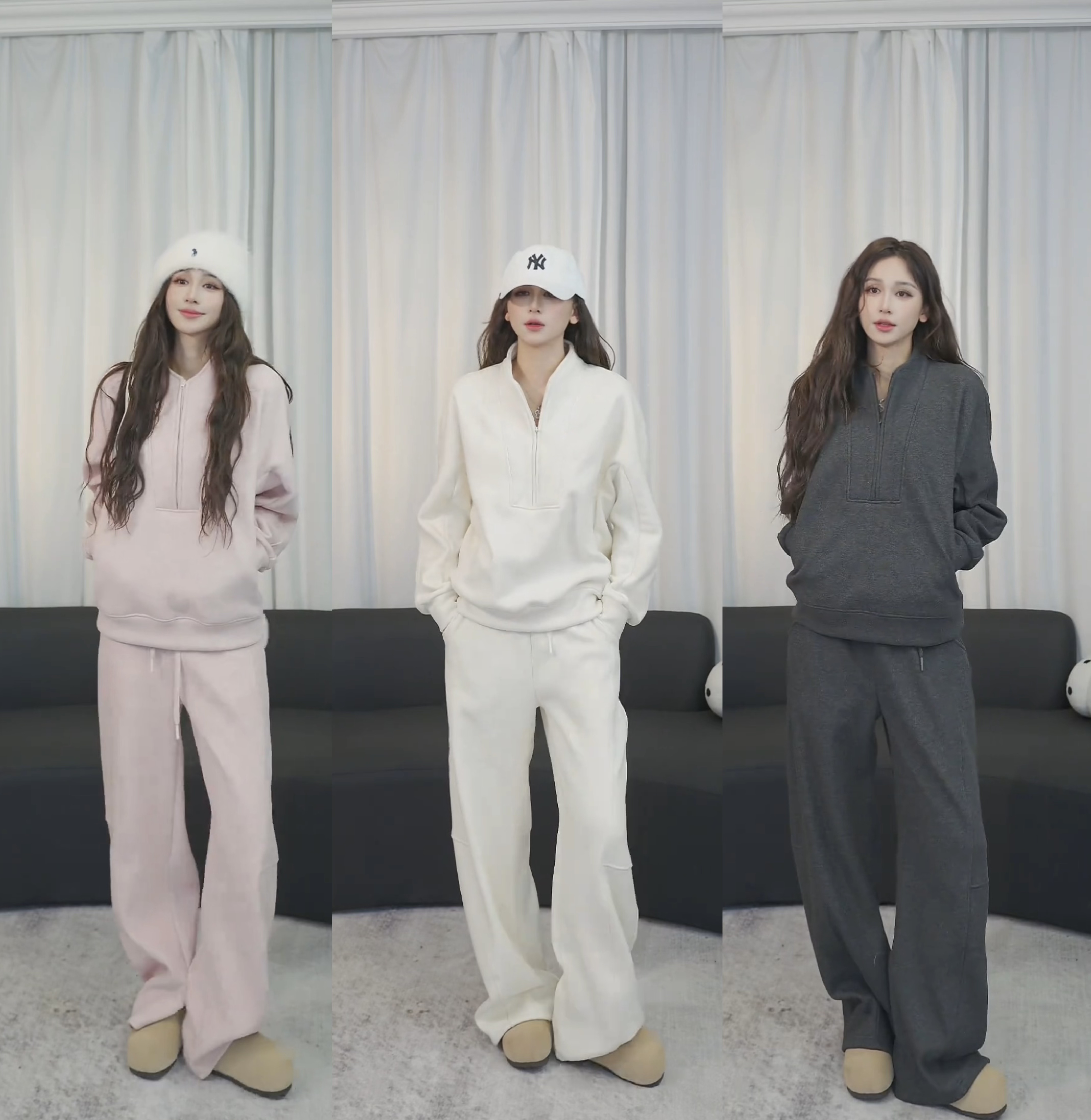 【现货】【加绒加厚】高级感半拉链卫衣裤子显瘦休闲套装26332+26333