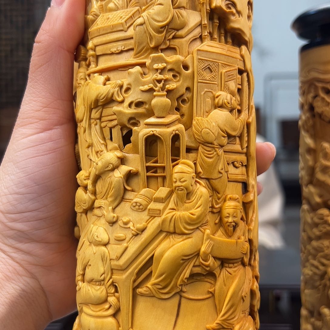 竹易*黄杨木香筒文人