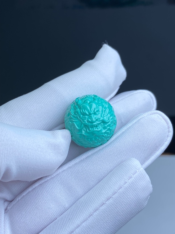 湖北原矿原石原手工高瓷雕刻龙珠单珠18mm