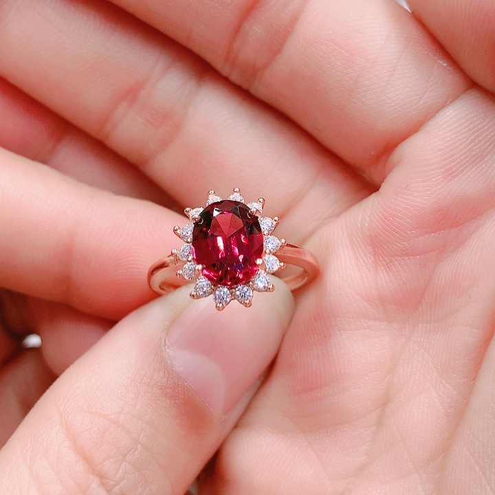 石榴石戒指银S925镶嵌7.2✖️9.2