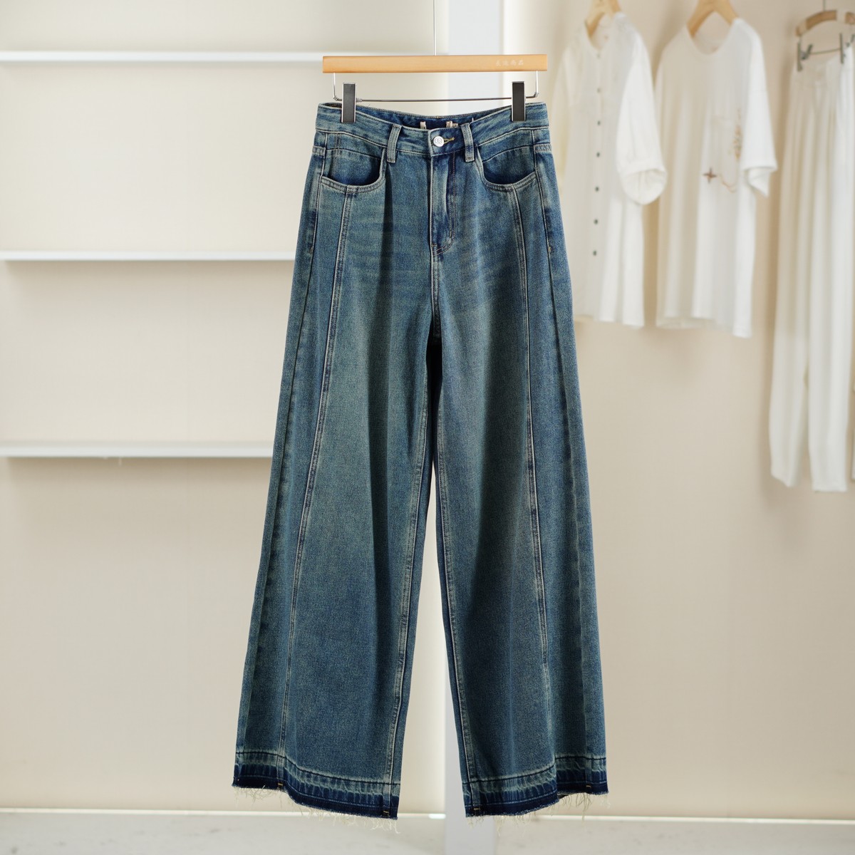 麦迪尚品【芭】51205209 韩版百搭牛仔裤春秋女装品牌折扣