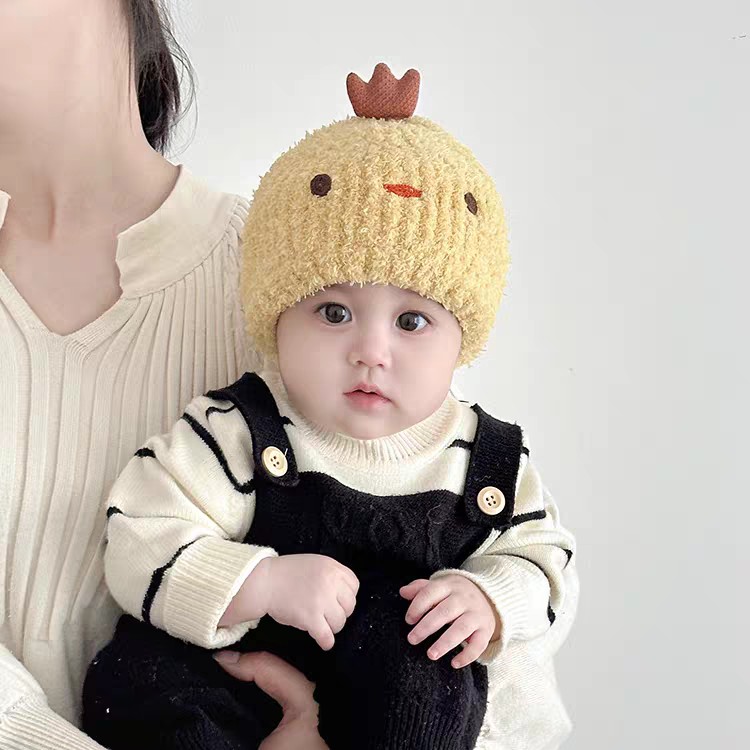婴儿帽子秋冬季针织帽小月龄宝宝护耳帽可爱超萌加厚保暖毛线帽男