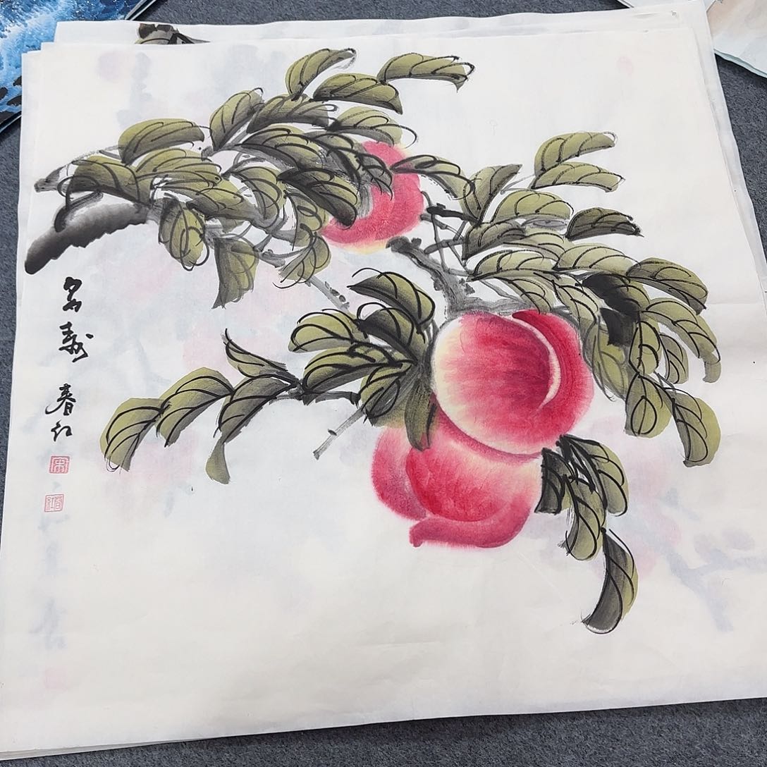 国画尺寸70X70手绘作品 