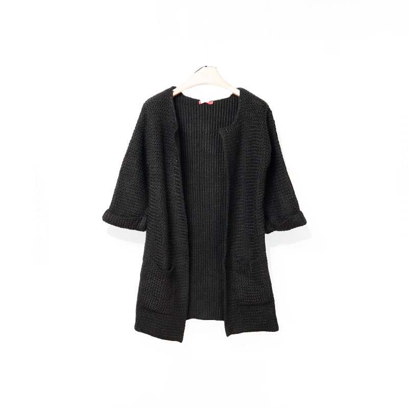 L4QB60660#显瘦中长款针织外套毛衣开衫女