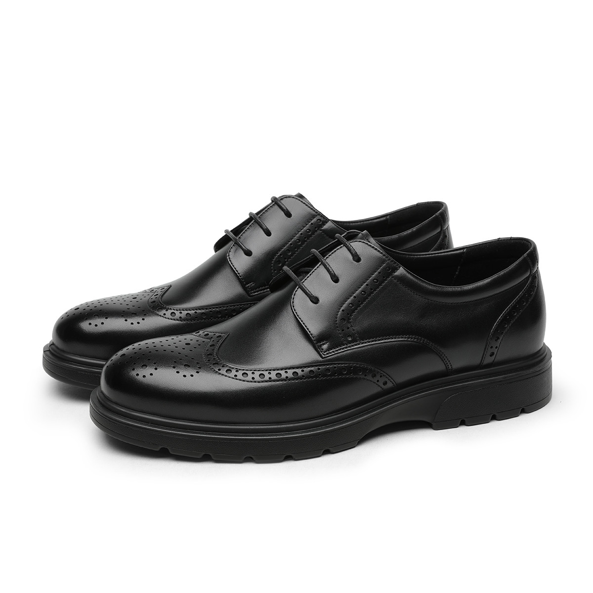 CROWN/皇冠 牛皮革时尚百搭经典布洛克商务正装皮鞋德比鞋男鞋