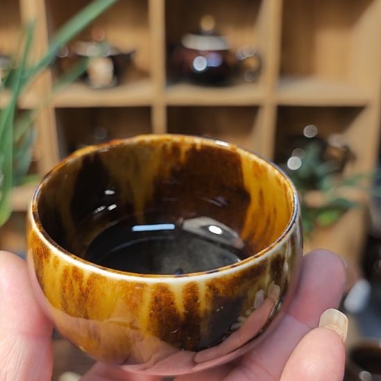 梁***萧天然老黑釉斗笠盏盏