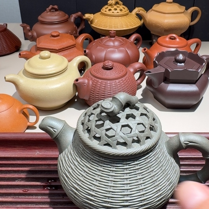 原矿青段竹编潘壶代两个杯